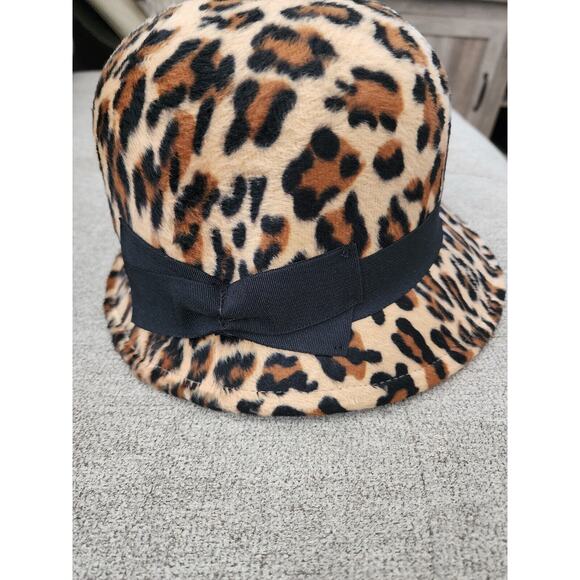 San Diego Hat Company Animal Print Leopard Boho Felt Cloche Derby Hat Size OS - Picture 1 of 3